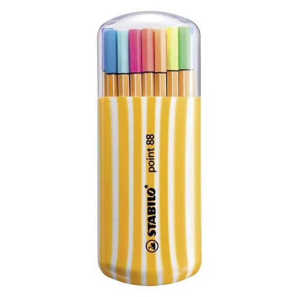 STABILO etui Zebrui med 20 Fineliner med fin spets point 88 neon - 8820-022