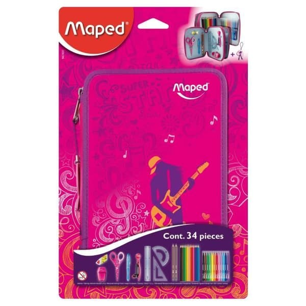 Fylld Skolväska - MAPED - Tjejig - 34 Delar - Rosa - Barn