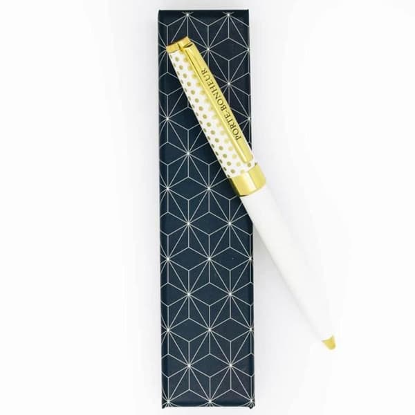 Personlig Penna - Draeger Paris - Pastell Chic - Färg kräm och guld - Svart bläck - Både för herr och dam