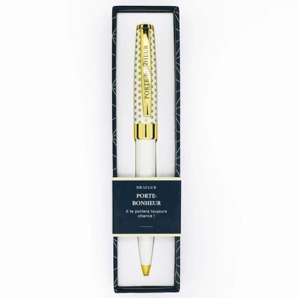 Personlig Penna - Draeger Paris - Pastell Chic - Färg kräm och guld - Svart bläck - Både för herr och dam