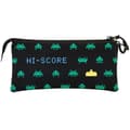 Miniatyrbild 3 av 3: Trousse Triple ECO - KARACTERMANIA - Space Invaders Army - Svart - Återvunnet material - Dragkedja