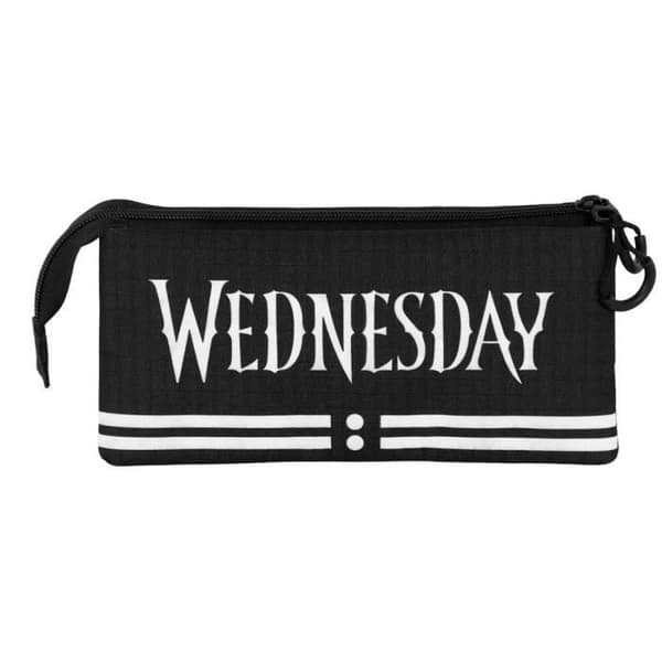 Trousse Triple - KARACTER MANIA - Onsdag Cute - Grå - Unisex - Trousse - Ripstop - Barn - Zippée