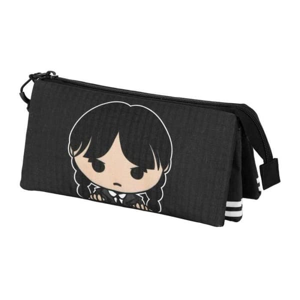 Trousse Triple - KARACTER MANIA - Onsdag Cute - Grå - Unisex - Trousse - Ripstop - Barn - Zippée