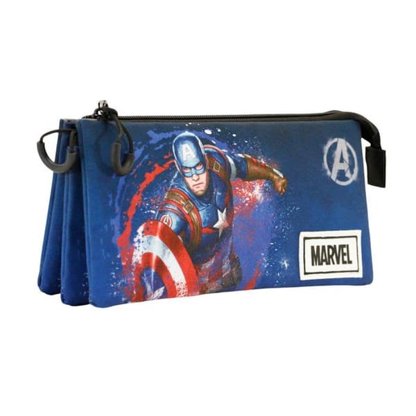 Captain America rektangulärt pennfodral - KARACTERMANIA - Trippelfack - Blå