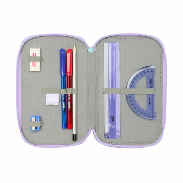 Trippel pennfodral Frozen Spirit Lila 12,5 x 19,5 x 5,5 cm 37 Delar