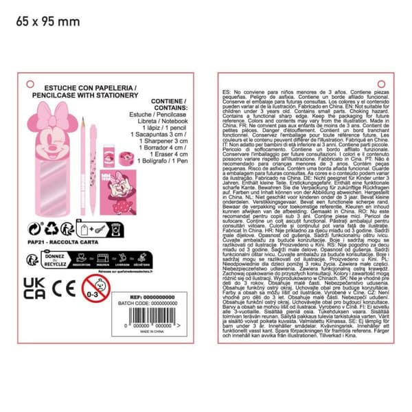 Pennfodral med tillbehör Minnie Mouse Rosa 6 Delar