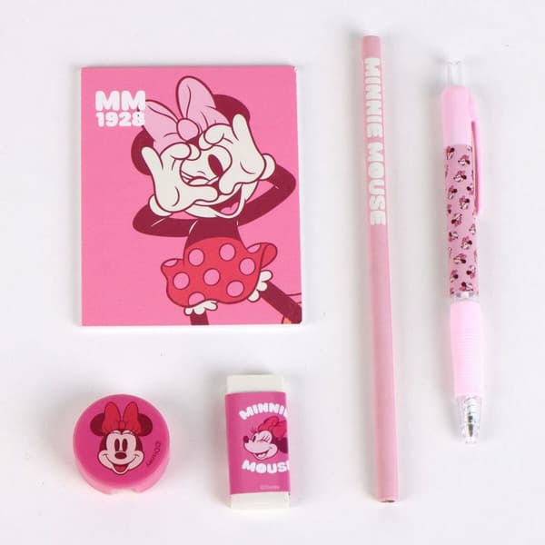 Koululaisen penaali lisätarvikkeilla Minnie Mouse Pinkki 6 Kappaletta