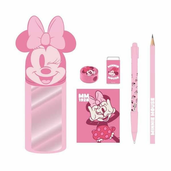Koululaisen penaali lisätarvikkeilla Minnie Mouse Pinkki 6 Kappaletta