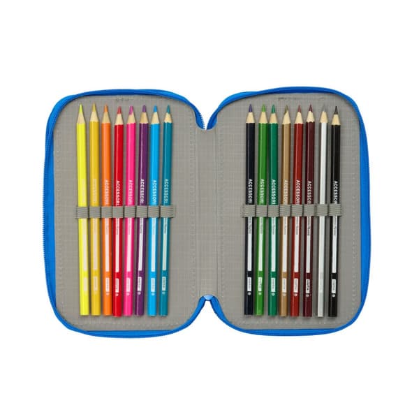 Trippel pennfodral Batman Blå 12,5 x 19,5 x 5,5 cm 37 Delar