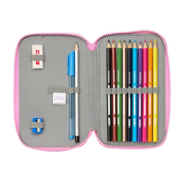 Dubbelt pennfodral Gabby's Dollhouse Party Rosa 12.5 x 19.5 x 4 cm 28 Delar