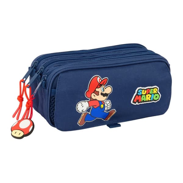 Kolmilokeroinen laukku Super Mario Trick Punainen Tummansininen 21,5 x 10 x 8 cm