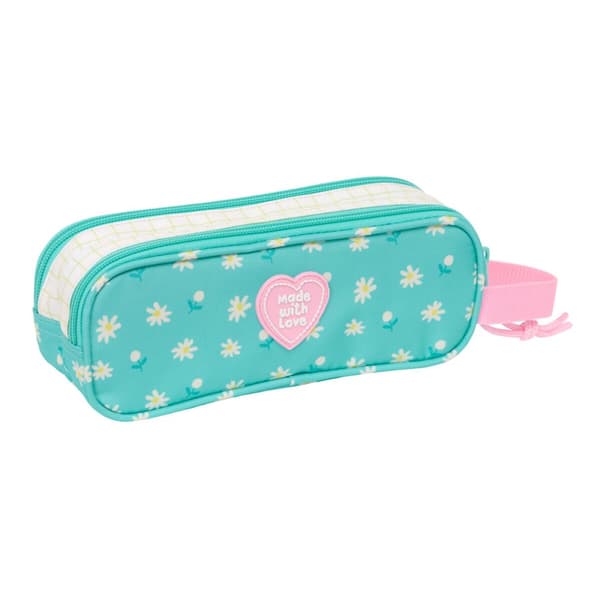 Dobbelt carry-all Peppa Pig Pretty flowers Gul Mint 21 x 8 x 6 cm