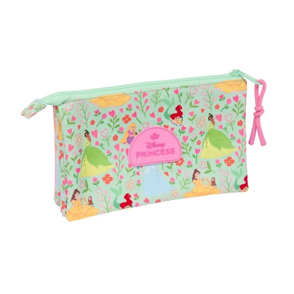 Tredobbelt bæretaske Disney Princess Bloom Grøn Pink 22 x 12 x 3 cm