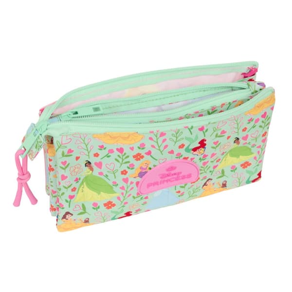 Tredobbelt bæretaske Disney Princess Bloom Grøn Pink 22 x 12 x 3 cm