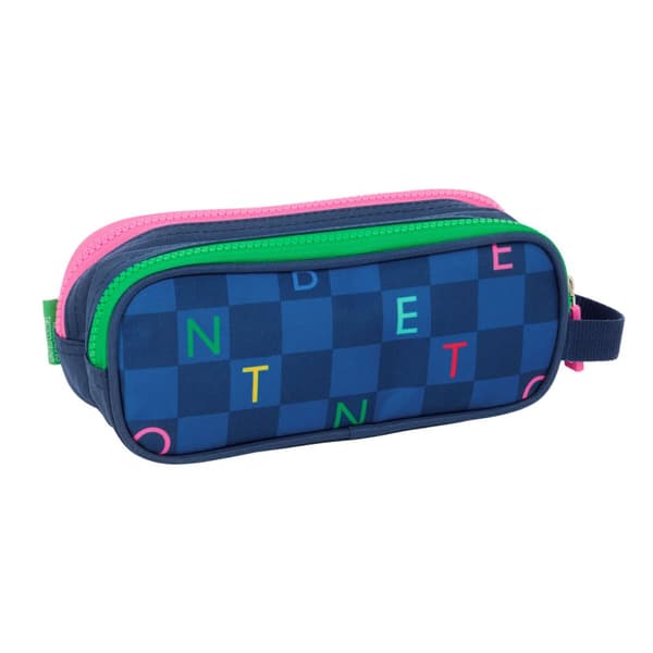 Dobbelt carry-all Benetton Damero Marineblå 21 x 8 x 6 cm