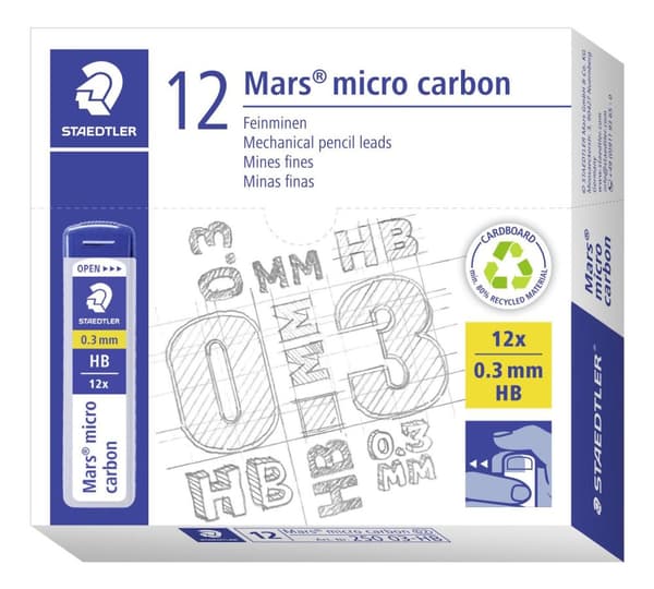 Reservstift STAEDTLER 0,3mm HB 12/fp 12st