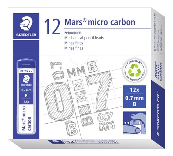 Reservstift STAEDTLER 0,7mm B 12/fp 12st