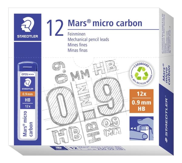 Reservstift STAEDTLER 0,9mm HB 12/fp 12st