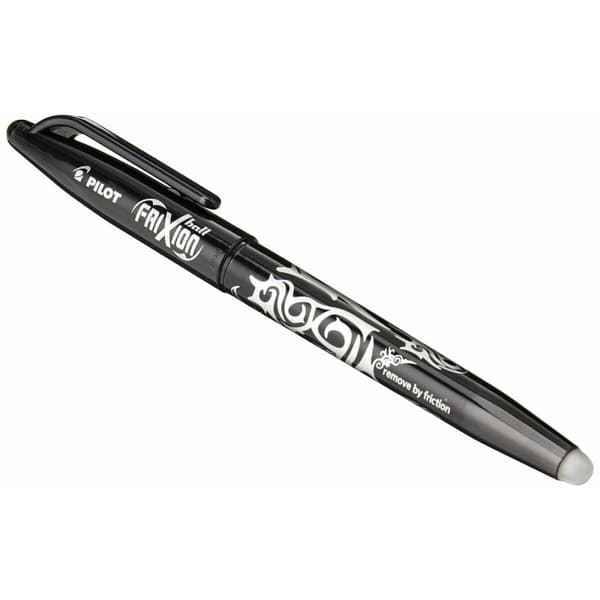 Kuglepen Pilot Frixion Ball Sletbart blæk Sort 0,4 mm 0,7 mm (12 enheder)