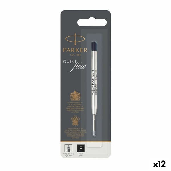 Refill til kuglepen Parker Quink Flow Sort (12 enheder)
