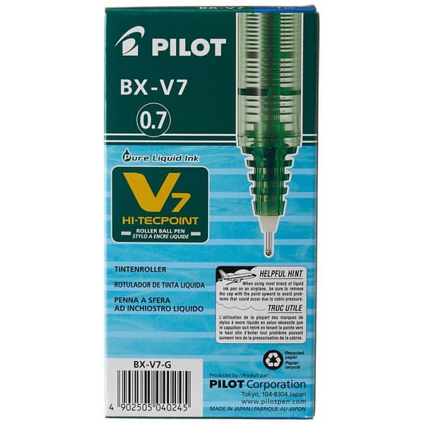 Pen med flydende blæk Pilot V-7 Hi-Tecpoint Grøn 0,5 mm (12 enheder)