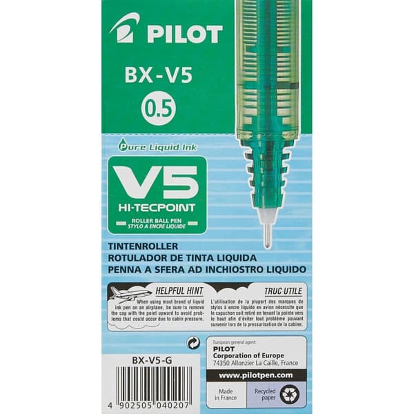 Pen med flydende blæk Pilot V-5 Hi-Tecpoint Grøn 0,3 mm (12 enheder)