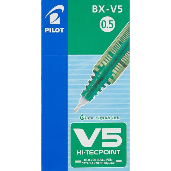 Pen med flydende blæk Pilot V-5 Hi-Tecpoint Grøn 0,3 mm (12 enheder)