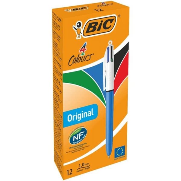Penna Bic Original 4 färger Laddningsbar 0,32 mm 12 Delar