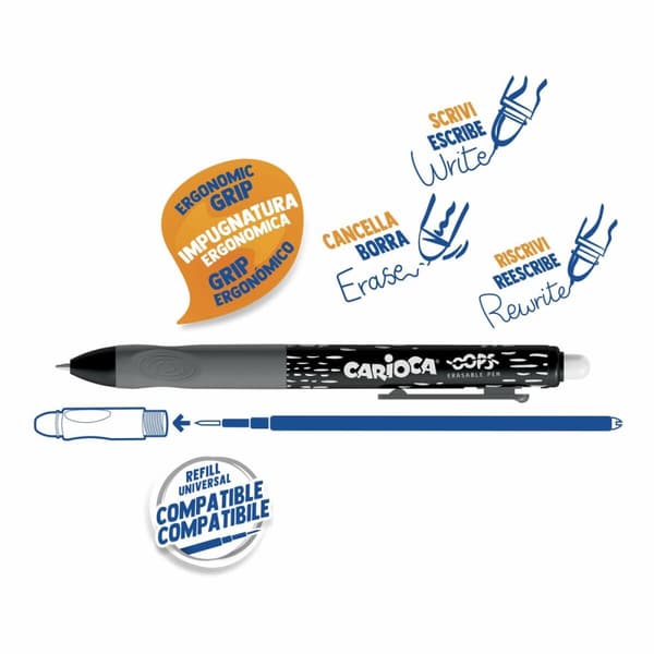 Penna Carioca Oops Svart 0,7 mm (12 Delar)