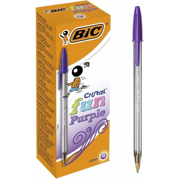 Sæt med Kuglepenne Bic Cristal Fun Lilla 1,6 mm (18 enheder)