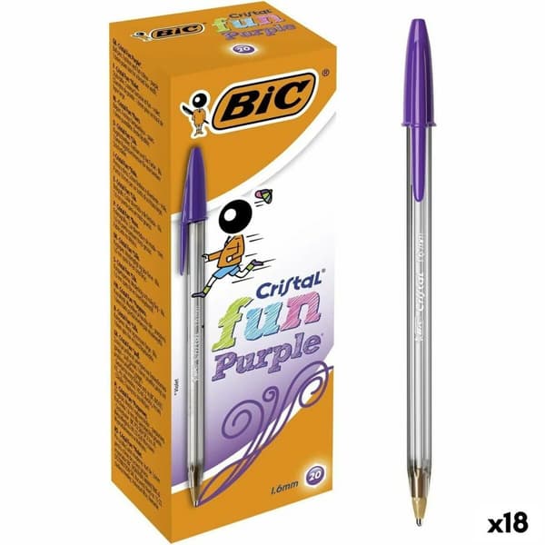 Sæt med Kuglepenne Bic Cristal Fun Lilla 1,6 mm (18 enheder)