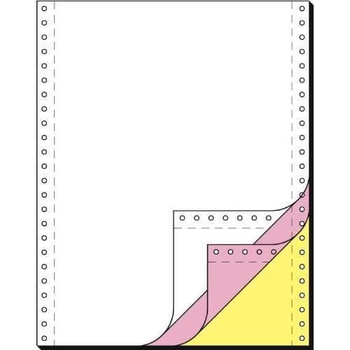 SIGEL - oändlig papperslista 240 x 12 A4 trippel 60-53-57 g-m2 i vitt, rosa och gula kopior