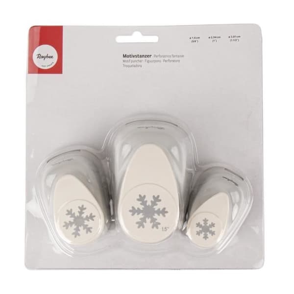 Pappersstans fantasi - LS - Snöflingor - 1,6cm, 2,54cm, 3,81cm - 3 stycken - Blandad