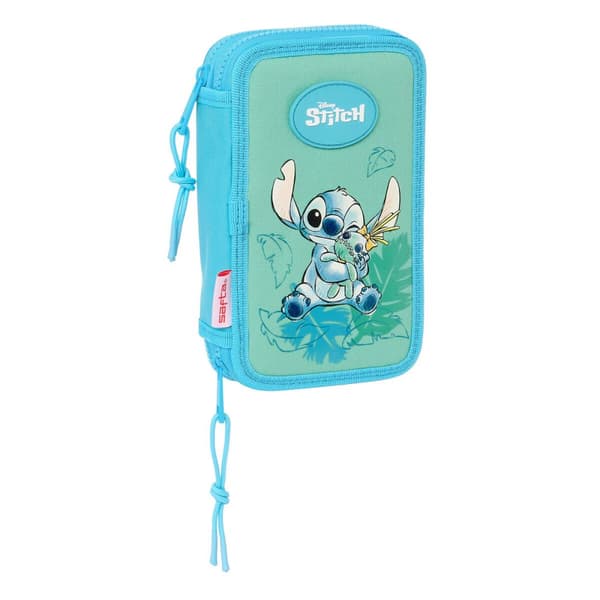 Dobbelt penalhus Lilo & Stitch Aloha Turkisblå 12.5 x 19.5 x 4 cm 28 Dele