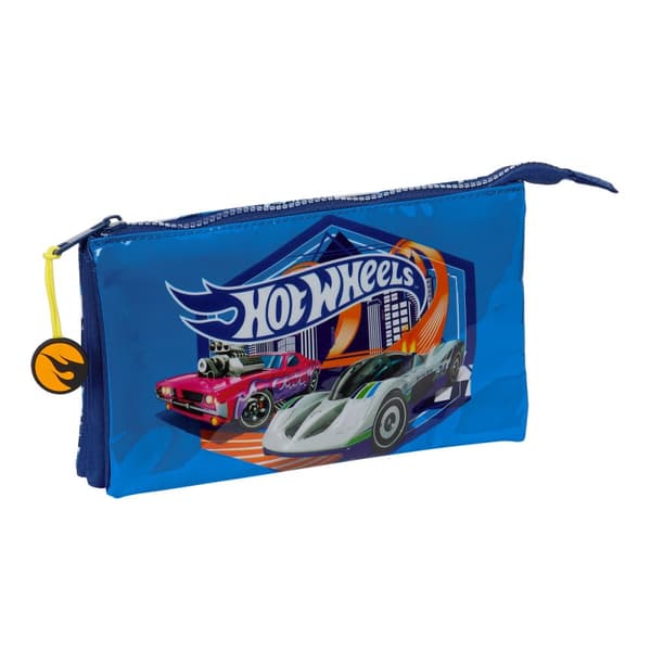 Tredobbelt bæretaske Hot Wheels Sonny Marineblå 22 x 12 x 3 cm