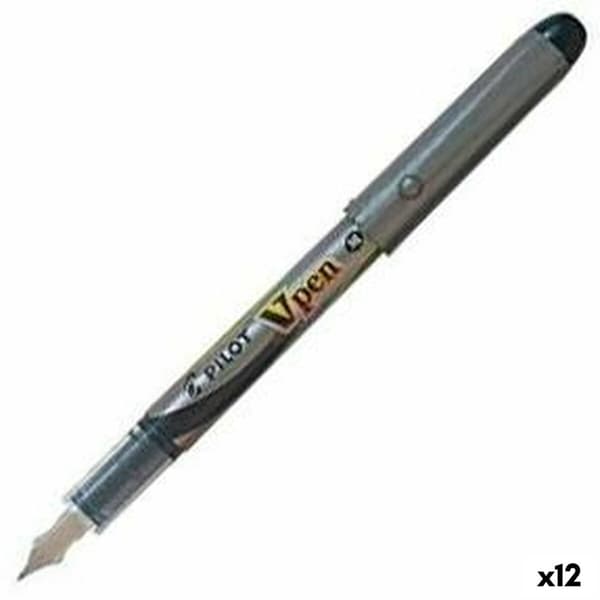 Pen med flydende blæk Pilot V Pen Engangsbrug Kalligrafi pen Sort Stål 0,4 mm (12 enheder)