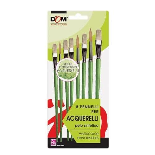 DOM 11651SET 8BORSTAR FÖR VATTENFÄRG, ASSORTERADE FÄRGER M.O.D.