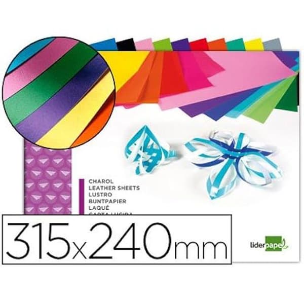 Papier - LIDERPAPEL - 240x315 mm - Assorterade färger - Paket med 10 ark