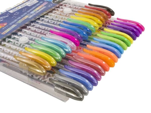 Kidea Glitter, Fluo og Metallic Gel Penne 36 farver