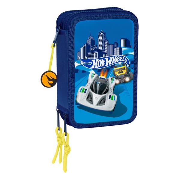 Kolmoiskynäkotelo Hot Wheels Sonny Laivastonsininen 12,5 x 19,5 x 5,5 cm 36 Kappaletta