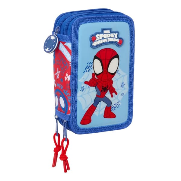 Pennfodral med tillbehör Spider-Man Rescue Blå Röd 12,5 x 19,5 x 5,5 cm 37 Delar