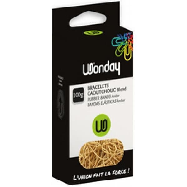 WONDAY Papeterie - Wonday gummiband, natur, 120 mm, kartong med 100 g 228273