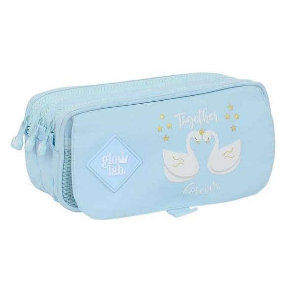 Tredubbel Carry-all Glowlab Kids Ljusblå 21,5 x 10 x 8 cm Svan