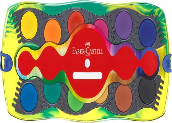 Packa små förnödenheter Faber-Castell Connector färgbox 12 dinosauriefärger