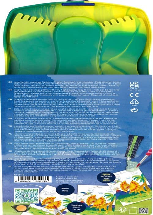 Packa små förnödenheter Faber-Castell Connector färgbox 12 dinosauriefärger