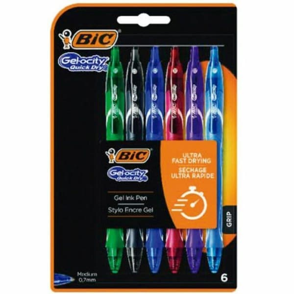 Sæt med Kuglepenne Bic Gelocity Quick Dry 964769 Sort Multifarvet (6 enheder)