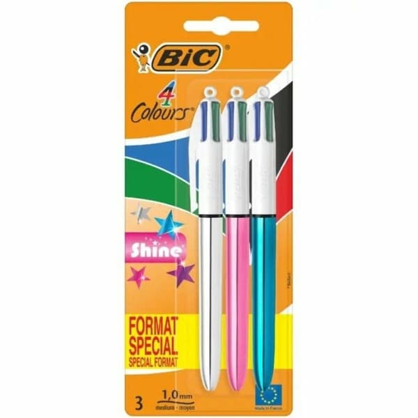 Sæt med Kuglepenne Bic 4 Colors Shine 9122751
