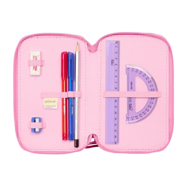 Trippel pennfodral Lilo & Stitch Chill Rosa Mint 12,5 x 19,5 x 5,5 cm 37 Delar