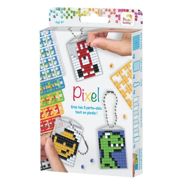 Kreativ kit Pixel Fun 3 nyckelringar med häfte 38 modeller