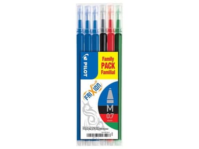 Patron/Refill Pilot Frixion Ball BLS-FR7 0,7mm, 6/fp (3xBlå, 1xSvart, 1xRöd, 1xGrön)